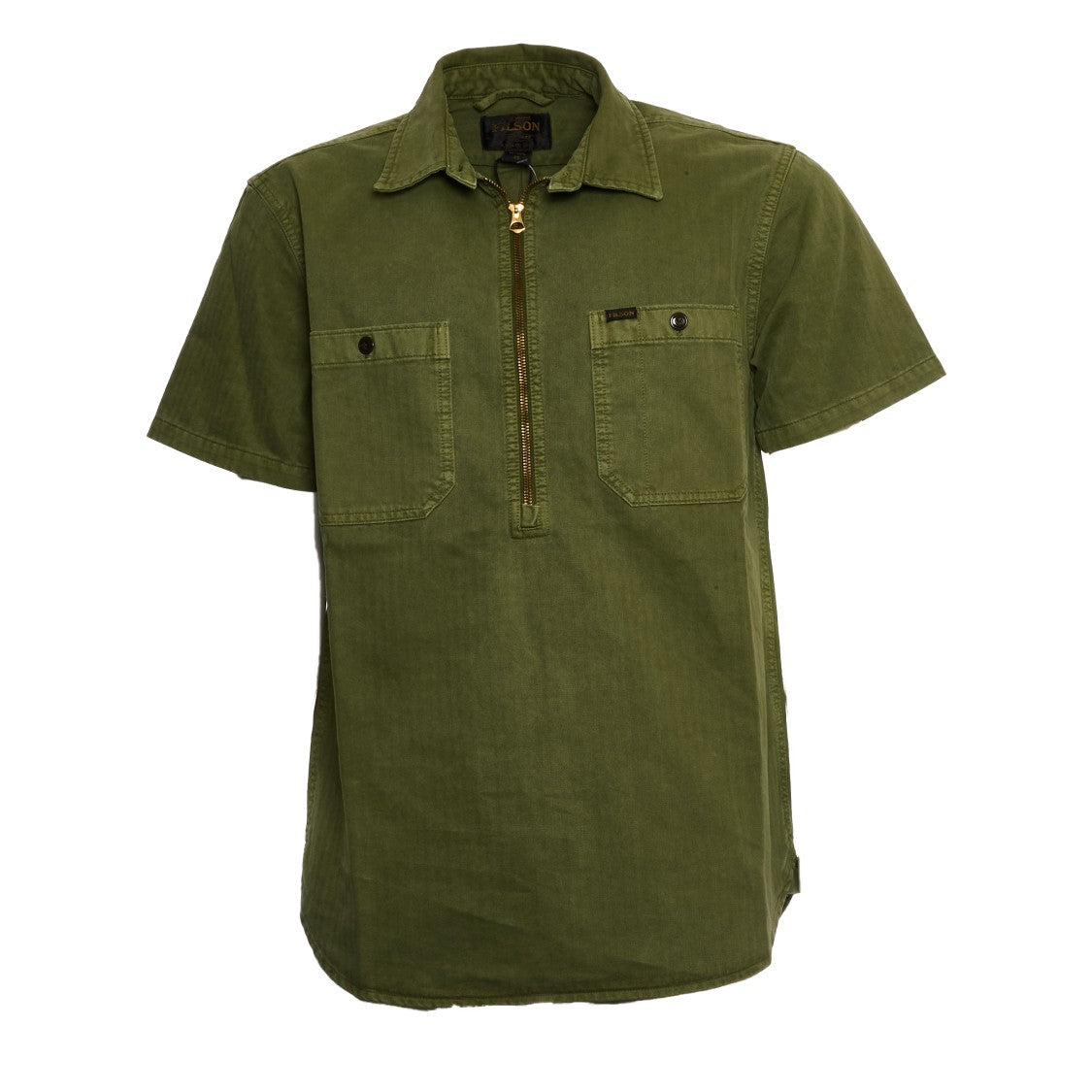 Filson Relaxed-Fit Moss Green Mechanic Shirt With Half-Zip
