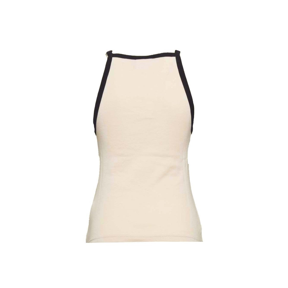 Courrèges Beige Cotton Buckle Tank Top With Contrast Trim