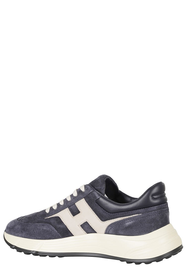 Hogan Blue Hyperlight Suede Smooth Leather Rubber Sole Sneakers