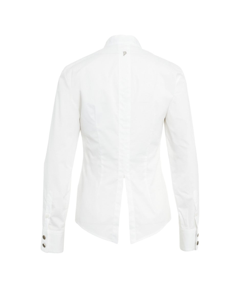 Dondup Sleek Mandarin Collar Blouse With Hidden Closure And Tailored Fit