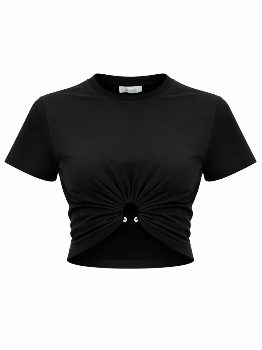Rabanne Cropped Slim Fit Ruched T-Shirt