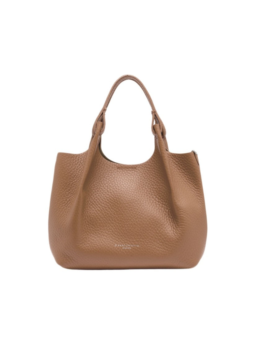 Gianni Chiarini Brown Textured Bubble Double Leather Handbag