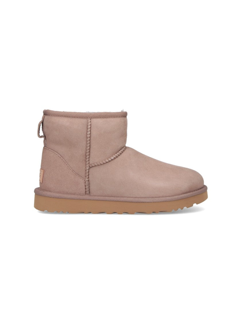 Ugg Taupe Classic Mini Ii Suede Shearling Boots