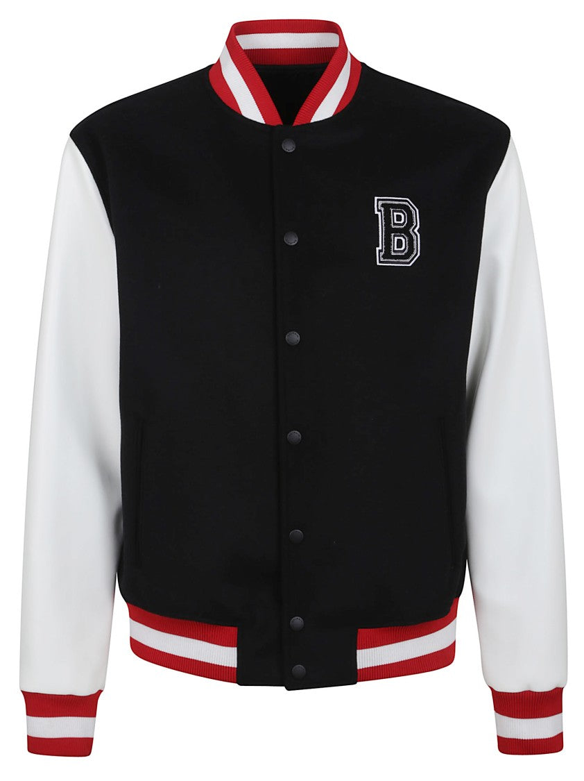 Balmain Wool/Eco-Leather Varsity Jacket W/Patch