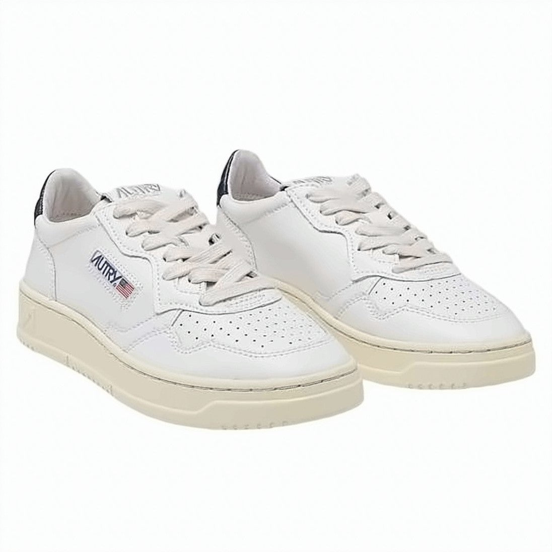 Autry Lace-Up Low-Top Sneakers With Perforated Toe Box And Contrasting Heel Tab