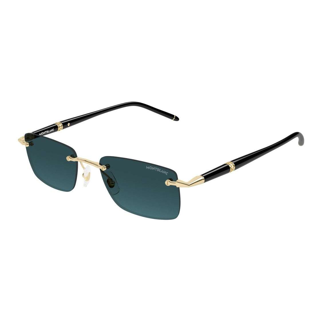 Montblanc Mb0344s Rimless Rectangular Metal Sunglasses With Gold-Tone Accents
