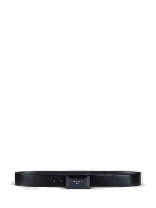 Givenchy Polished Calf Leather Belt With Rectangular Buckle