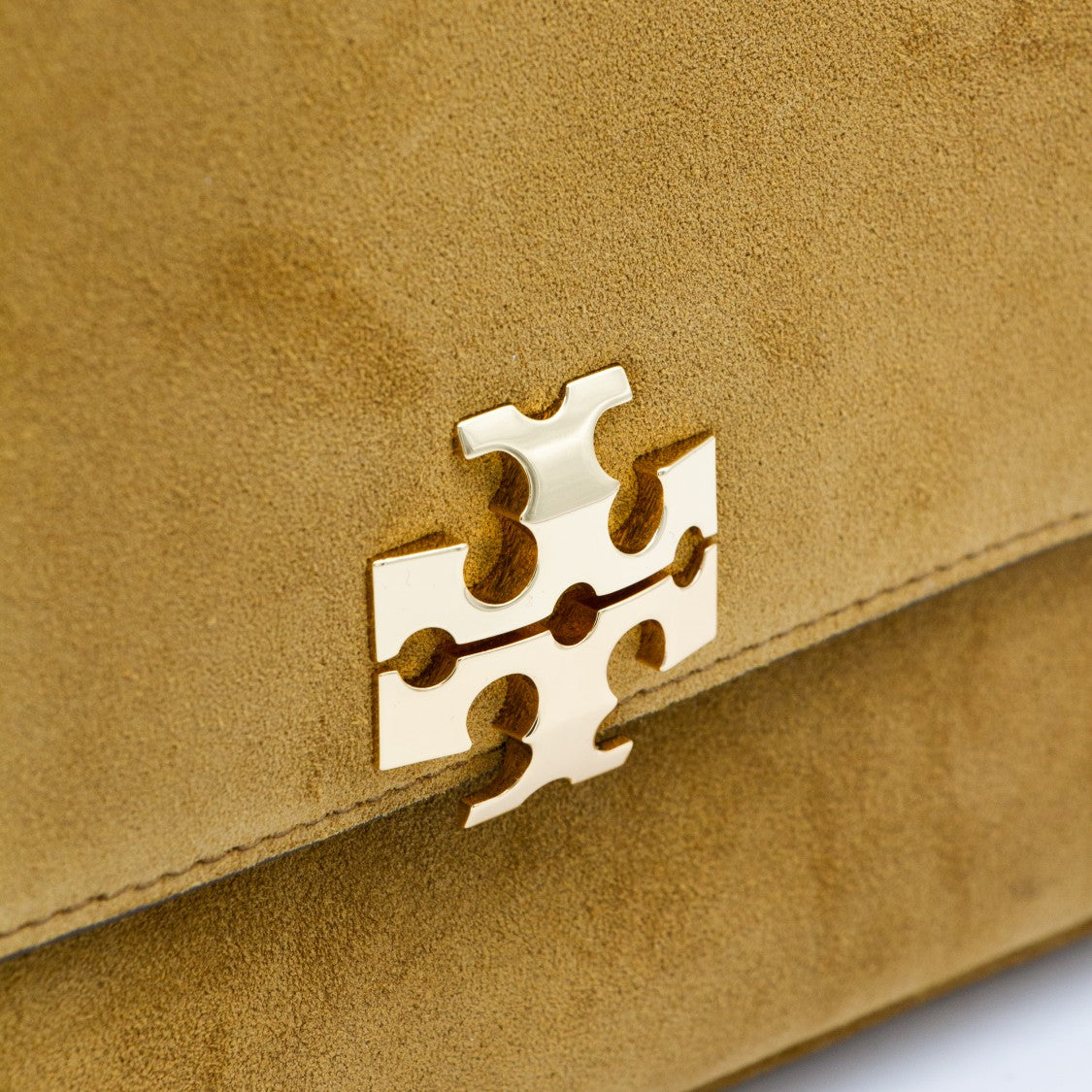 Tory Burch Structured Suede Handbag With Gold-Tone Logo Clasp