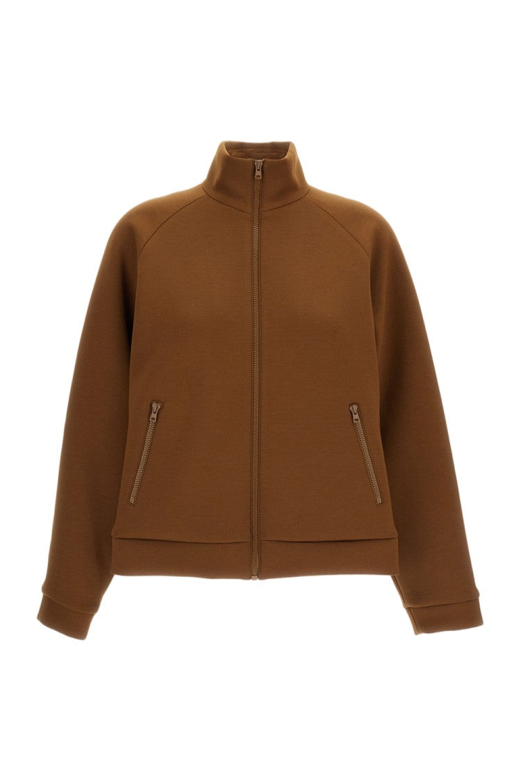 Irie' Brown High Collar Zip-Up Cropped Jacket