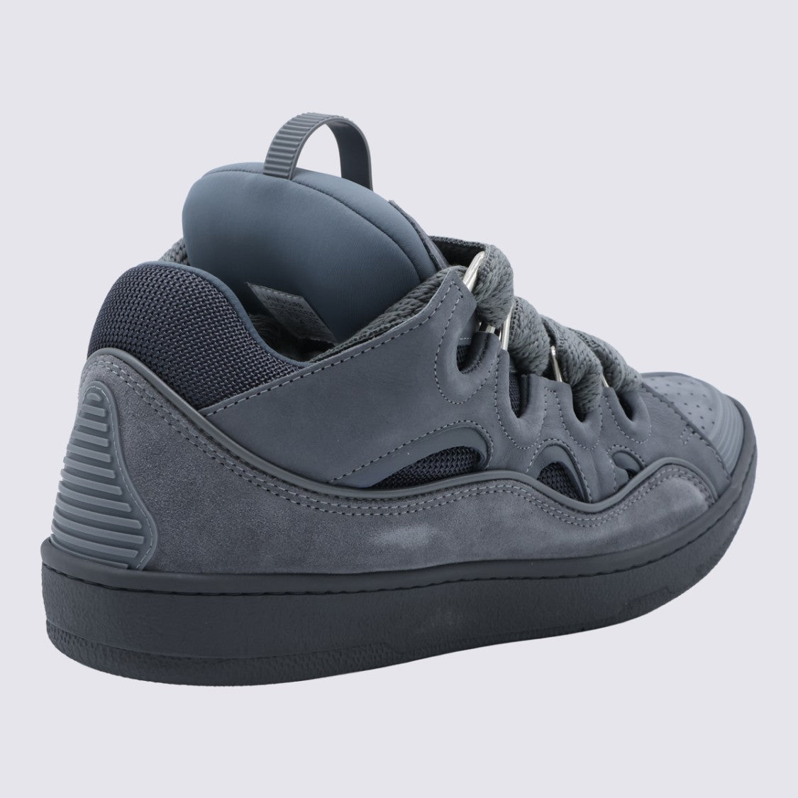 Lanvin Low-Top Matte Grey Sneakers With Textured Laces
