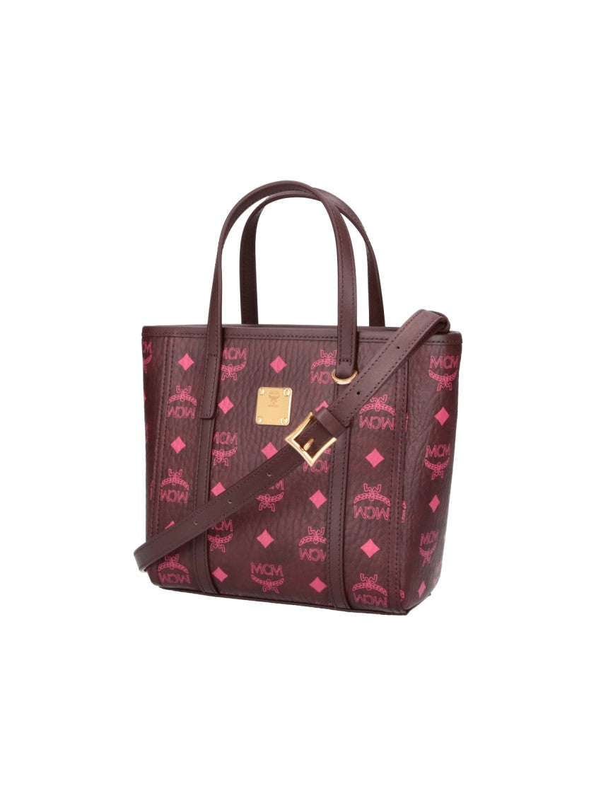 Mcm Brown Toni Mini Visetos Fabric Tote Bag