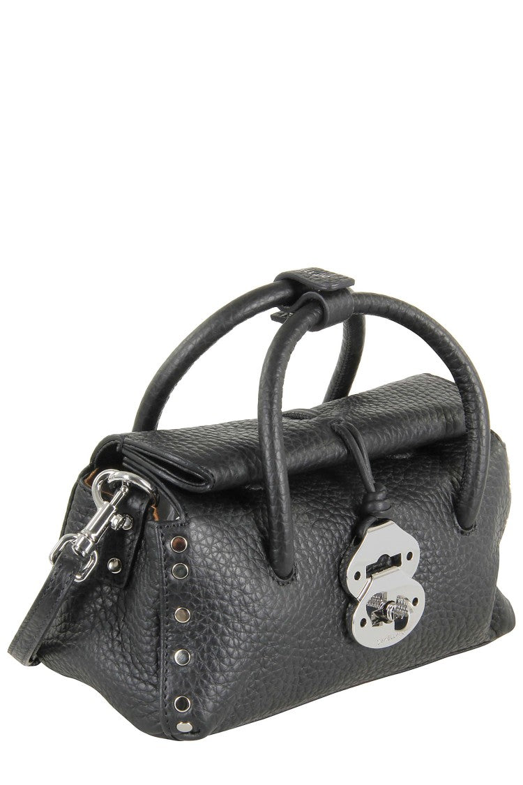 Zanellato Black Hammered Leather Tote Bag
