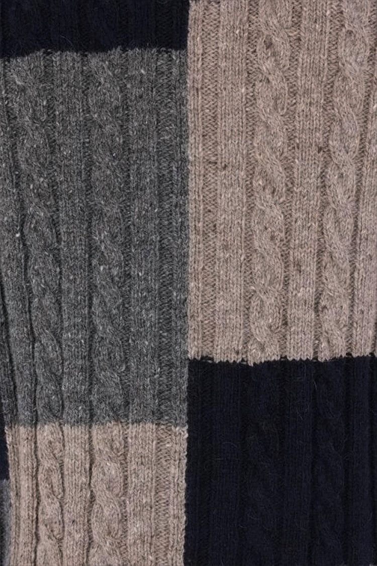 Thom Browne Patchwork Cable Knit Cardigan With Button-Up Front