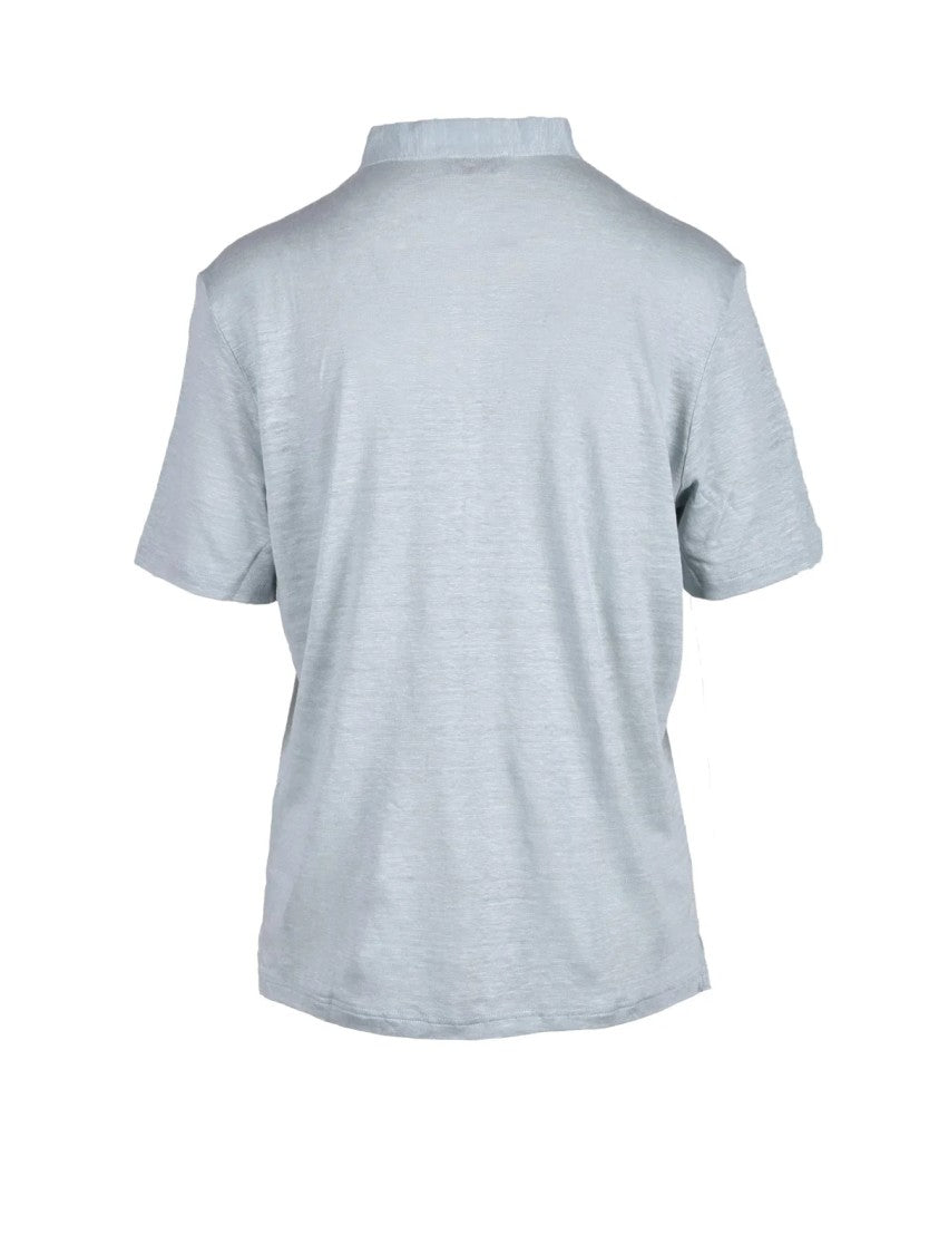 Ambrosio Aqua Green Ambrosio Short-Sleeve Linen T-Shirt