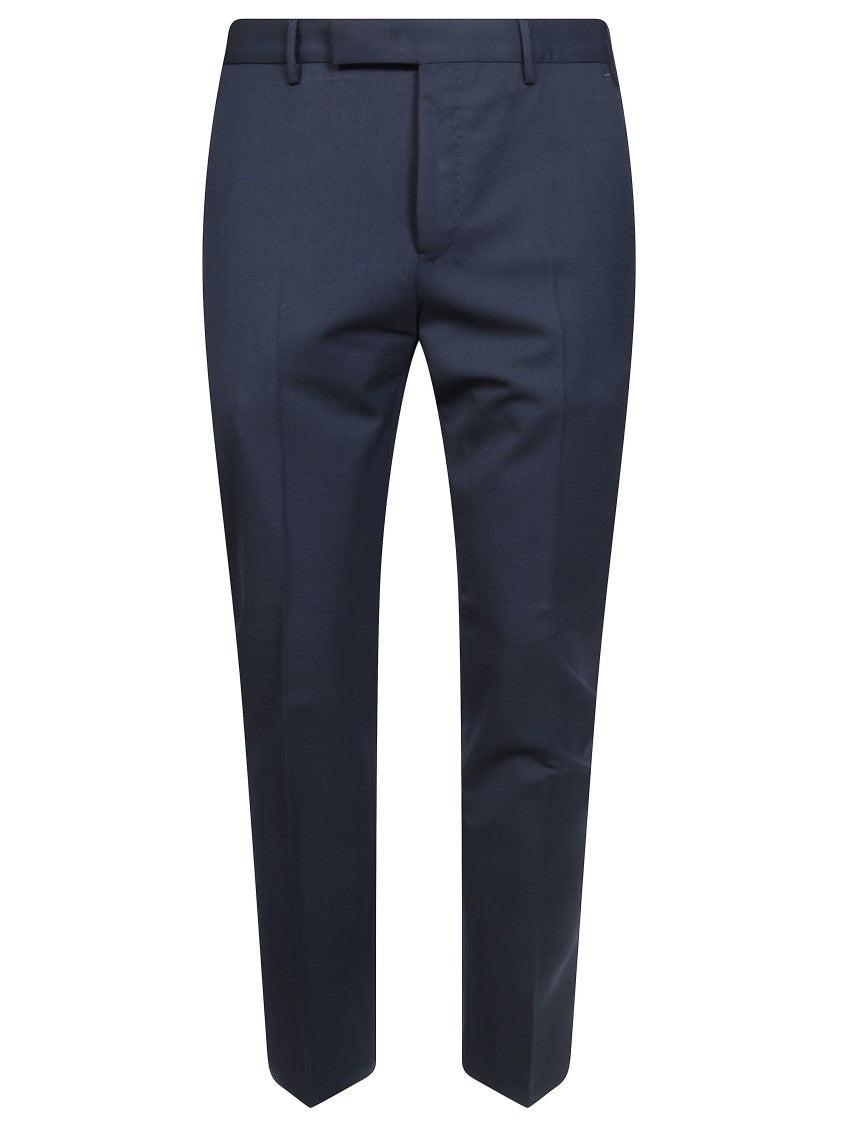 Pt01 Blue Stretch Wool Slim-Fit Straight-Leg Pants