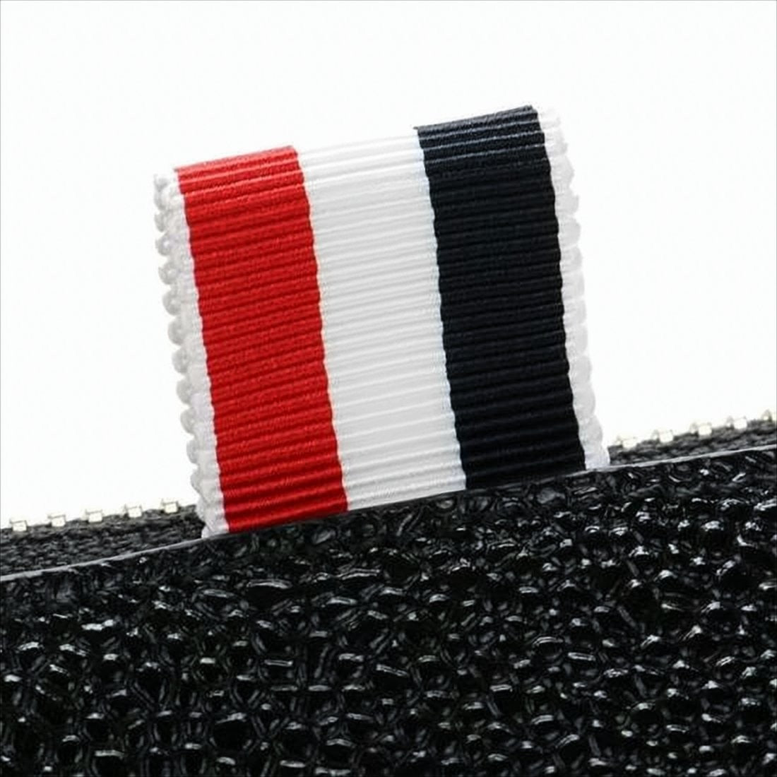 Thom Browne Textured Leather Clutch With Gold-Zipper Closure And Tricolor Accents