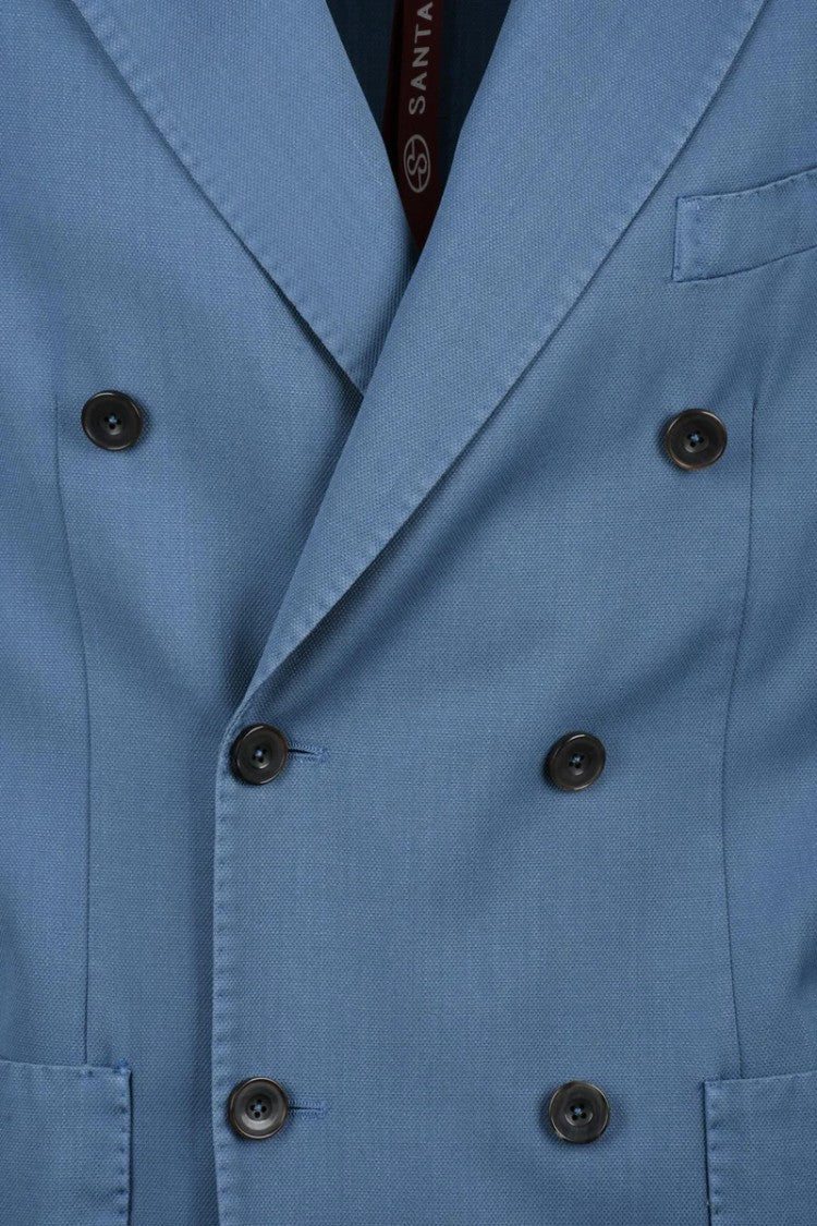 Santaniello Double-Breasted Wool Blazer - Blue