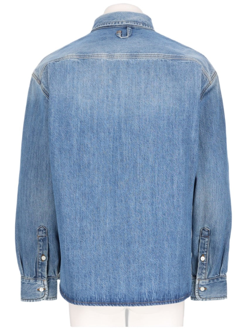 Jacquemus Relaxed Fit Embroidered Logo Cotton Denim Shirt