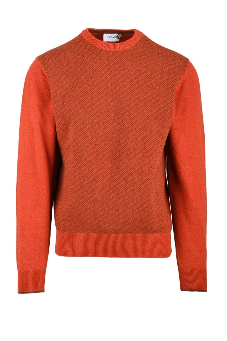 Heritage Brown Wool Cashmere Men's Crew Neck Sweater