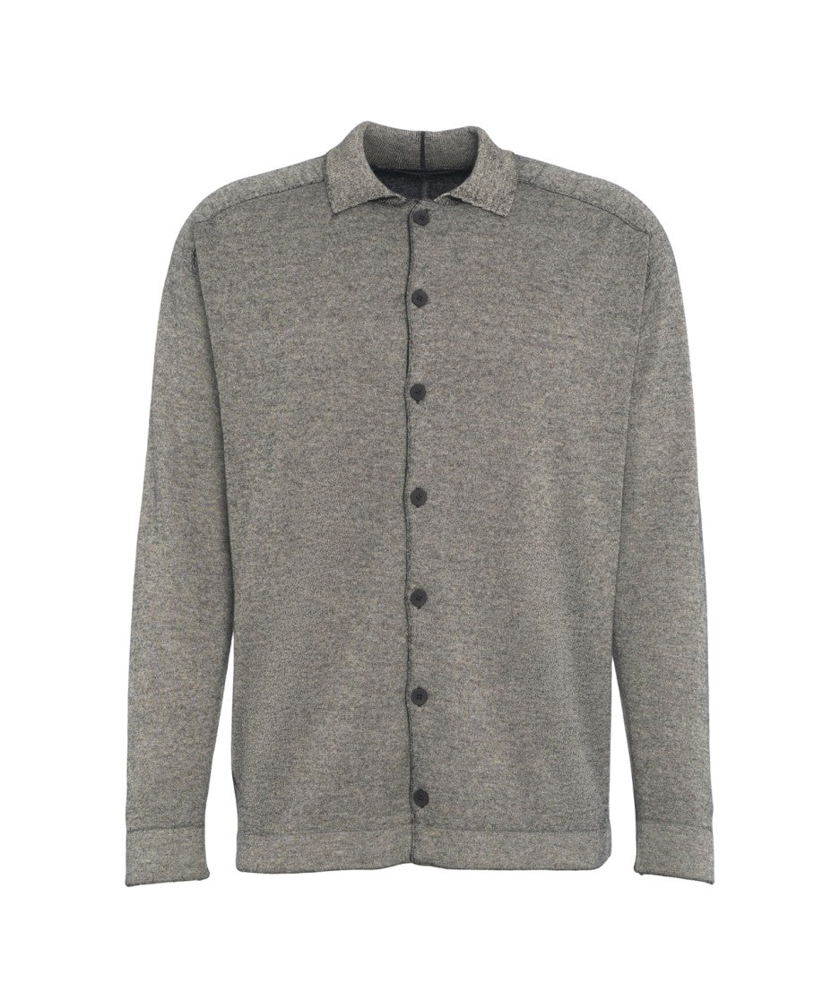 Transit Button-Down Knit Shirt In Soft Wool-Cotton Blend