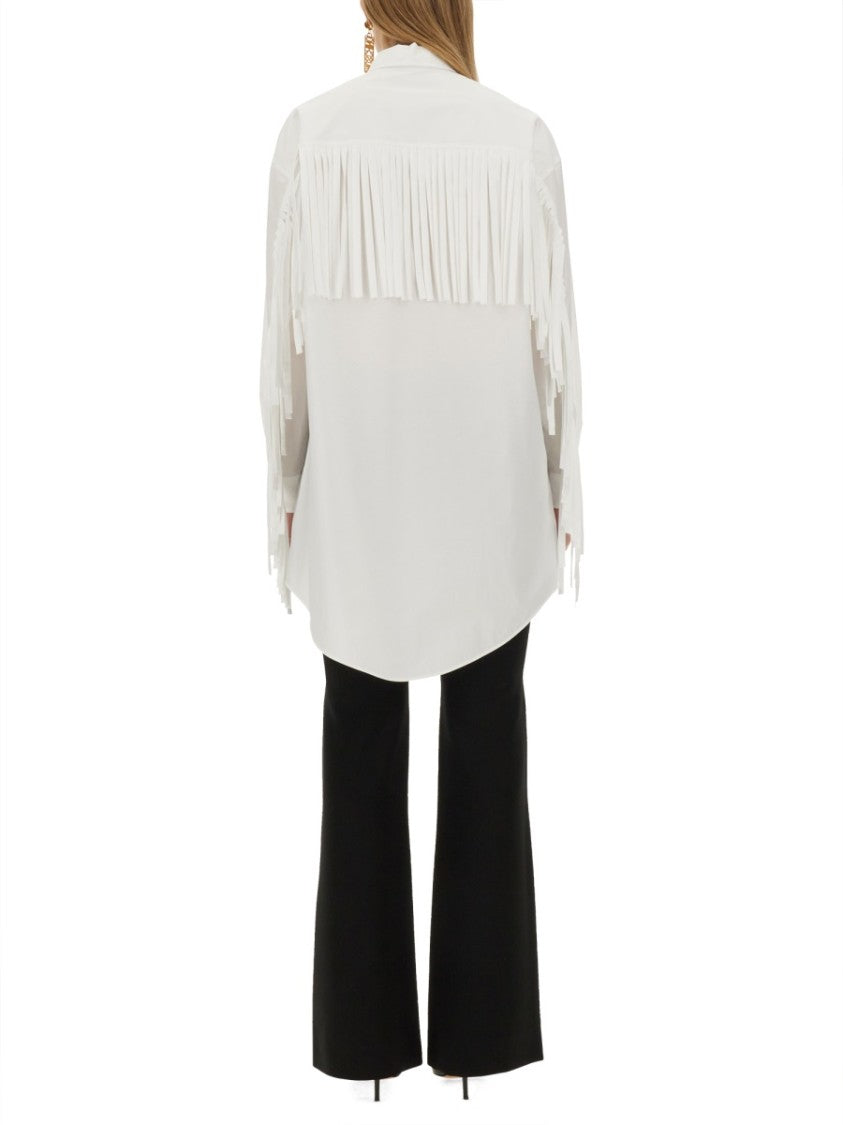 Moschino Fringe-Detail Poplin Shirt With Classic Collar