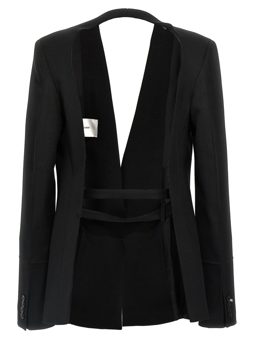 Victoria Beckham Shrunken Collarless Open-Back' Blazer