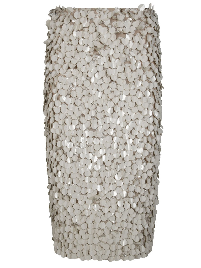 Parosh Fitted White Skirt