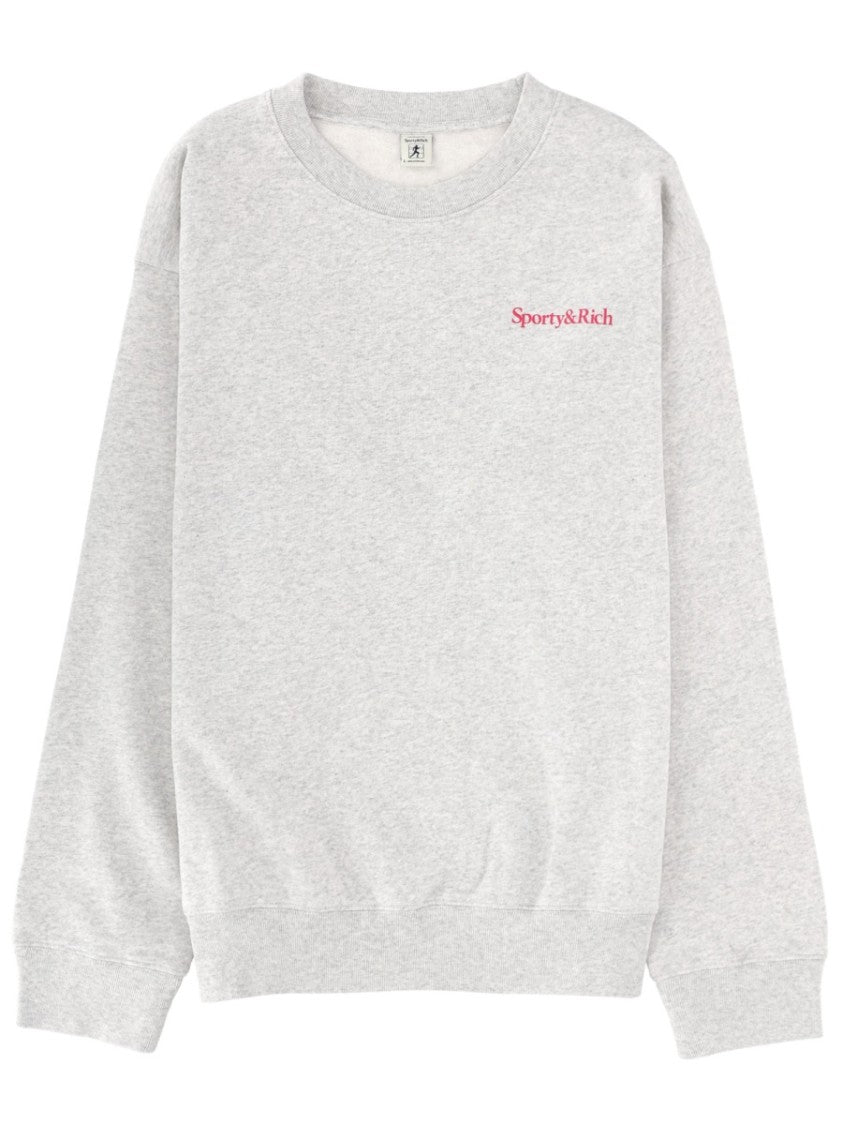 Sporty And Rich Light Grey Red Logo Sweatshirt