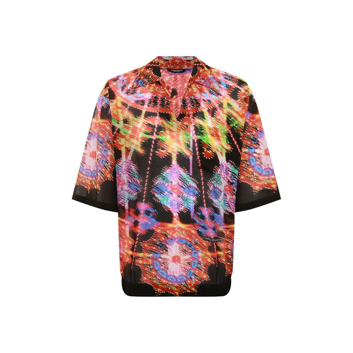 Dolce & Gabbana Multicolored Abstract Print Shirt With V Neckline