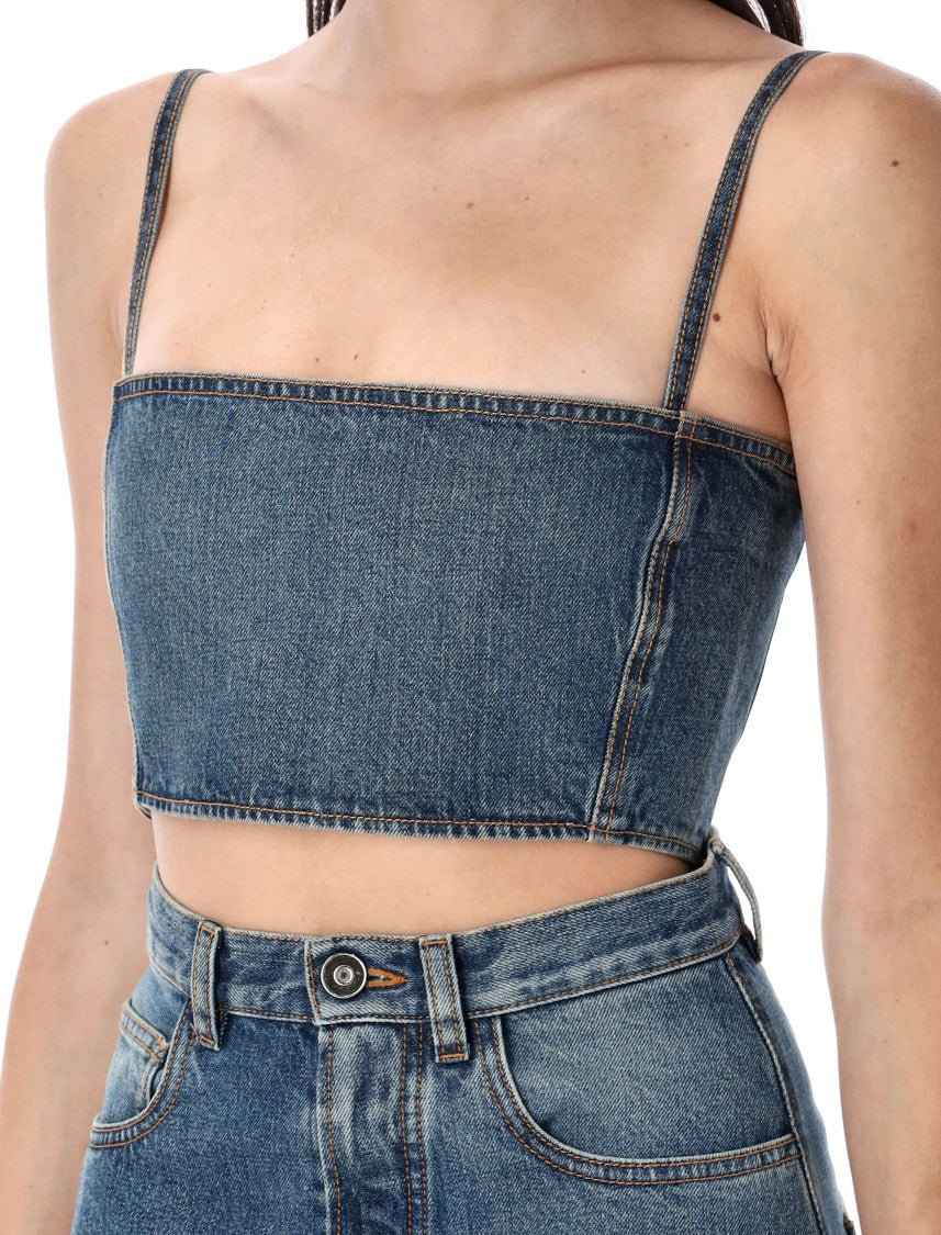 Alaïa Denim Bustier Top