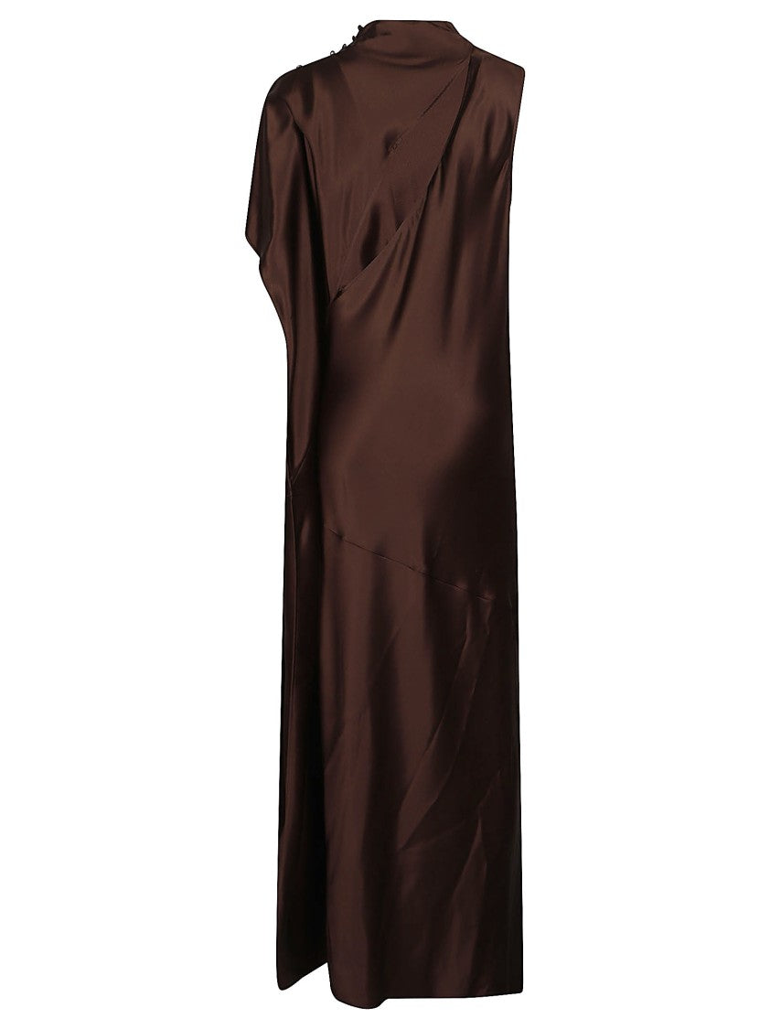 Pinko De Tomaso Asymmetrical Acetate-Blend Midi Dress