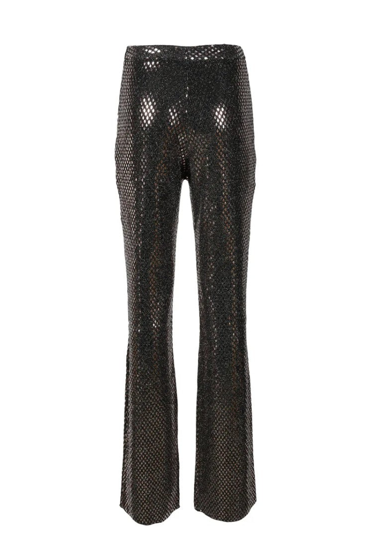 Nine Minutes Bronze Metallic Trousers With Textured Finish