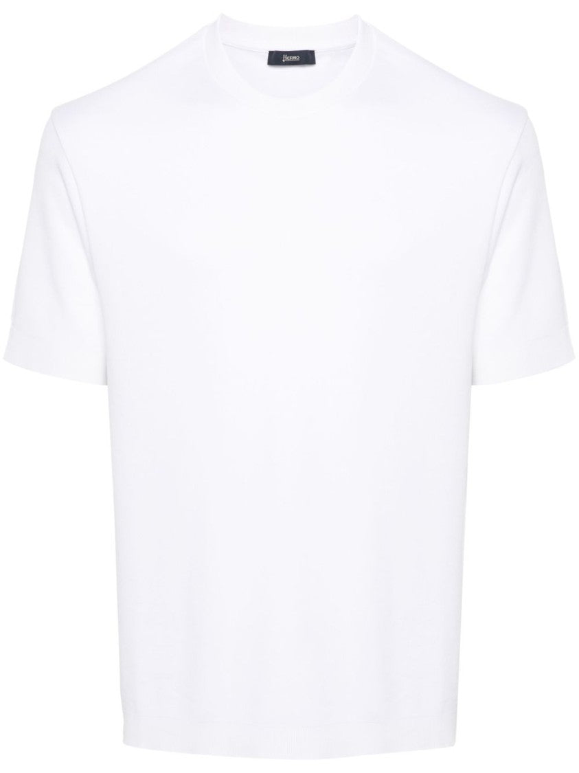 Herno White Stretch-Jersey Ribbed T-Shirt