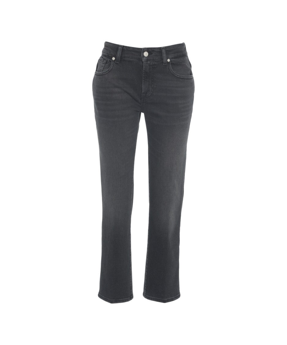 7 For All Mankind Mid-Rise Black Skinny Jeans