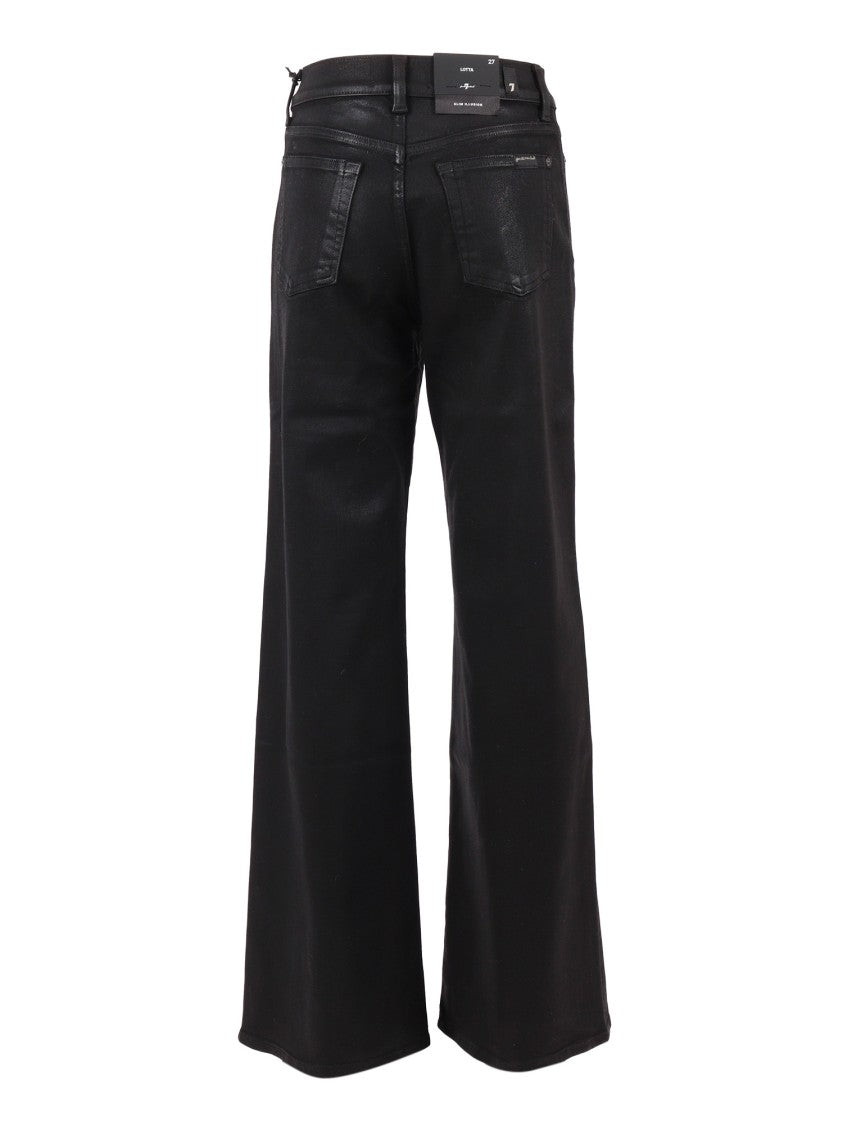 7 For All Mankind Coated Black Slim Fit Jeans With Five-Pocket Design