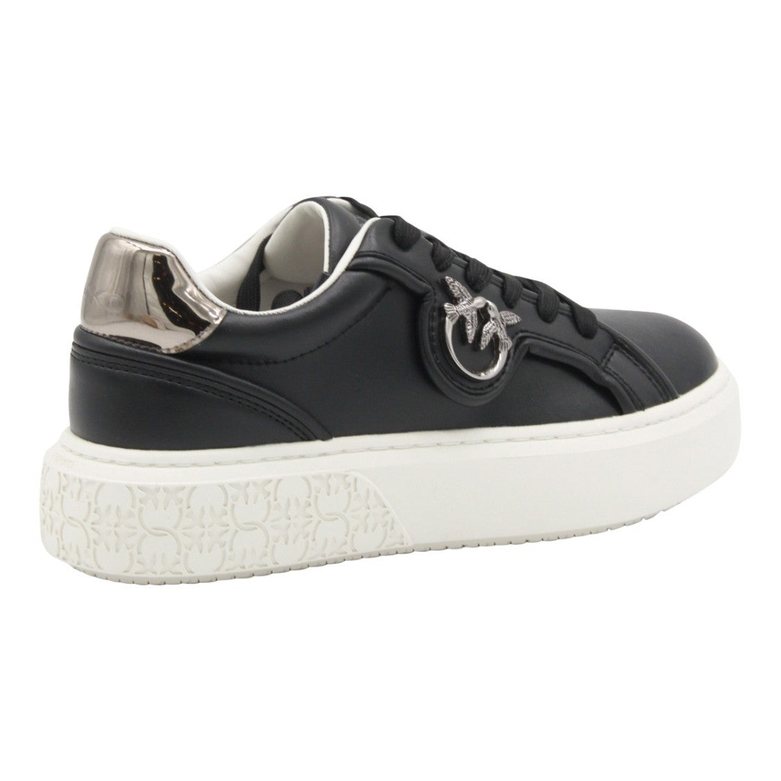 Pinko Black Platform Sneakers With Metallic Accents