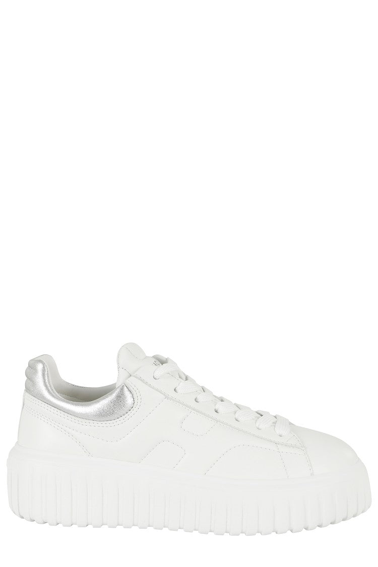Hogan H Stripes Lace-Up Sneakers With Silver Accents