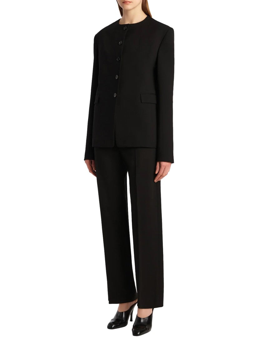 Khaite Tailored Low-Cut Suit-Style Trousers In Black Stretch Viscose