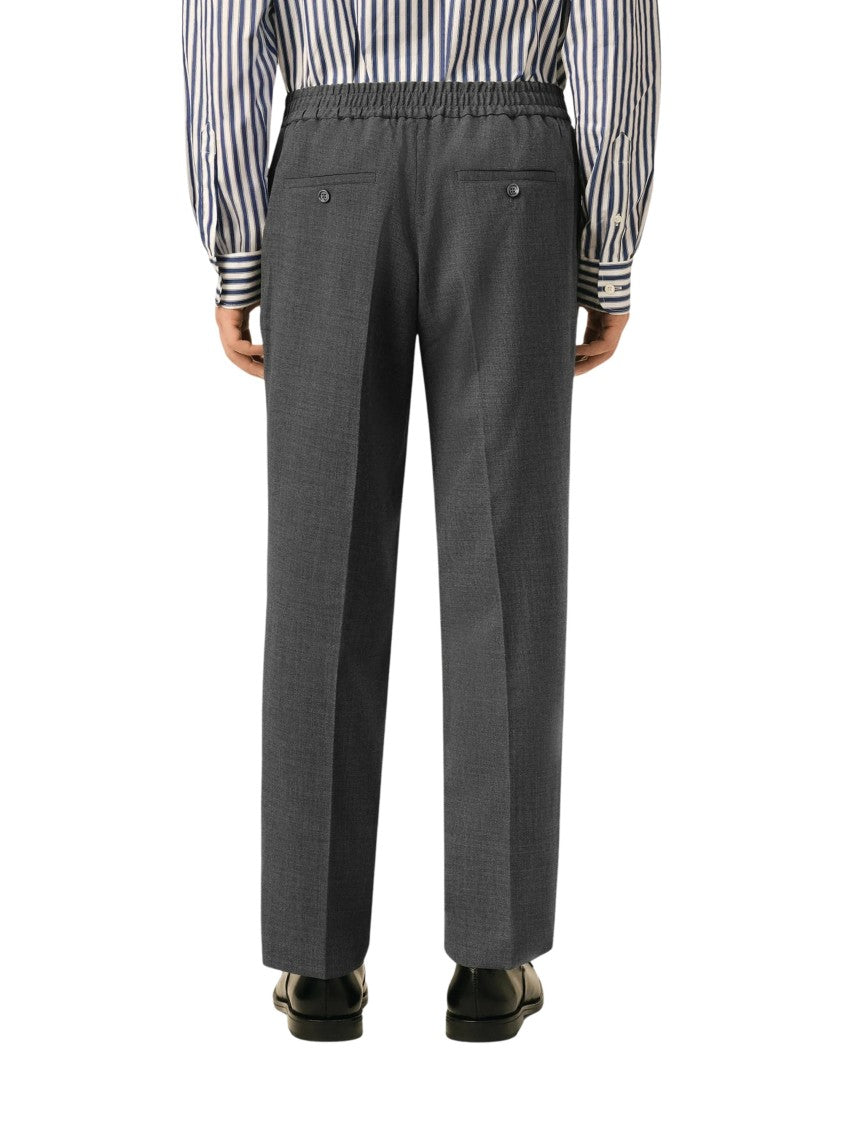 Ami Paris Elasticated-Waist Wool Straight-Leg Pants