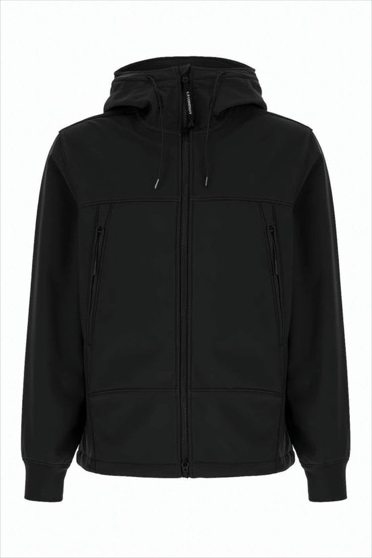 C.P. Company Minimalist Black Hooded Jacket With Zippered Pockets