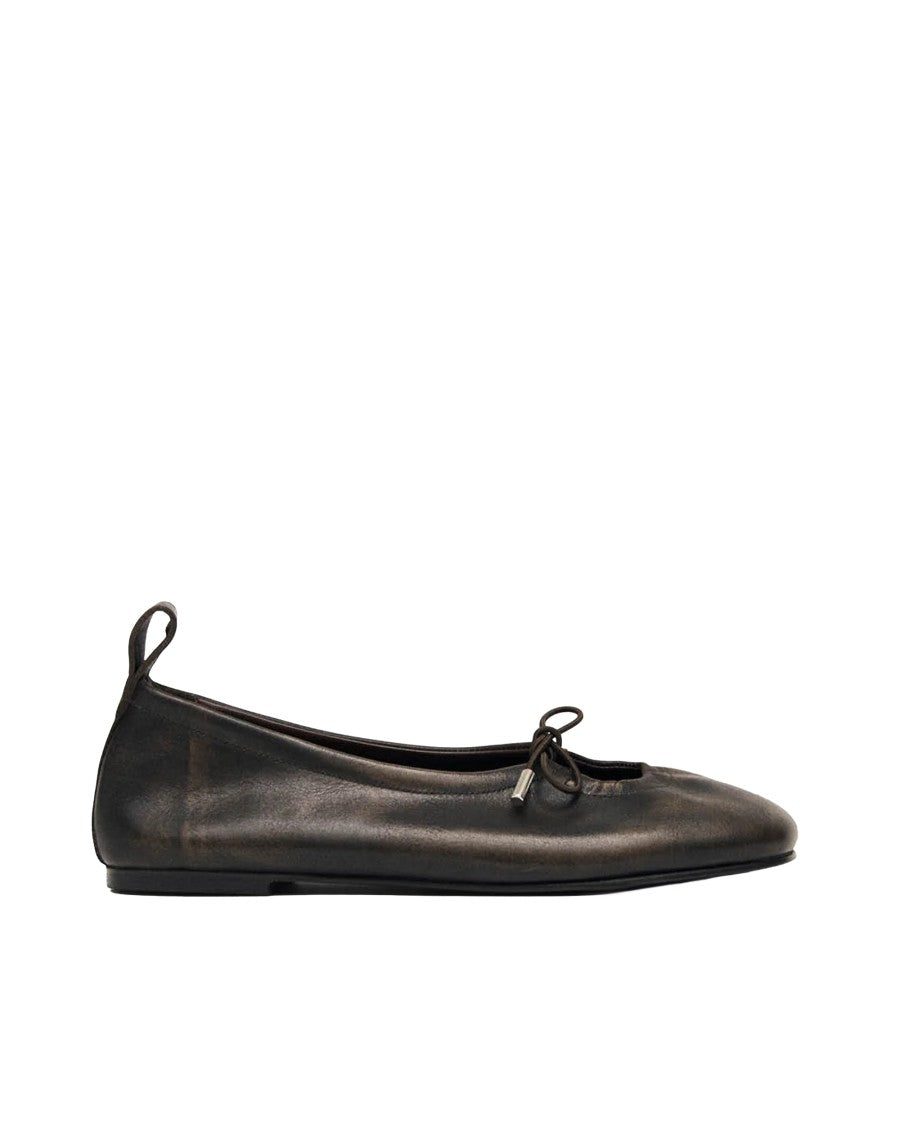 Alohas Brushed Brown Ballerina Flats With Elasticized Heel
