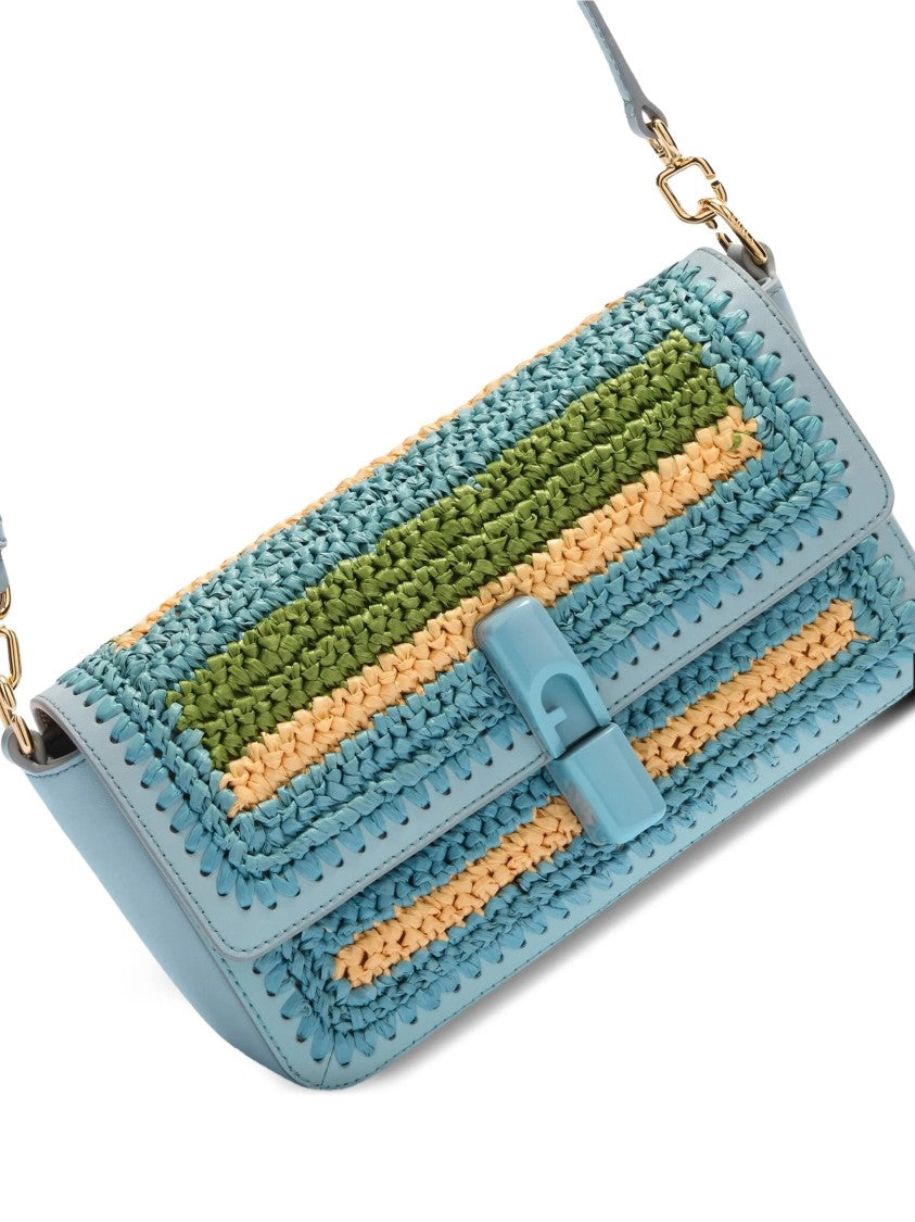 Furla Iride S Woven Polypropylene Striped Shoulder Bag