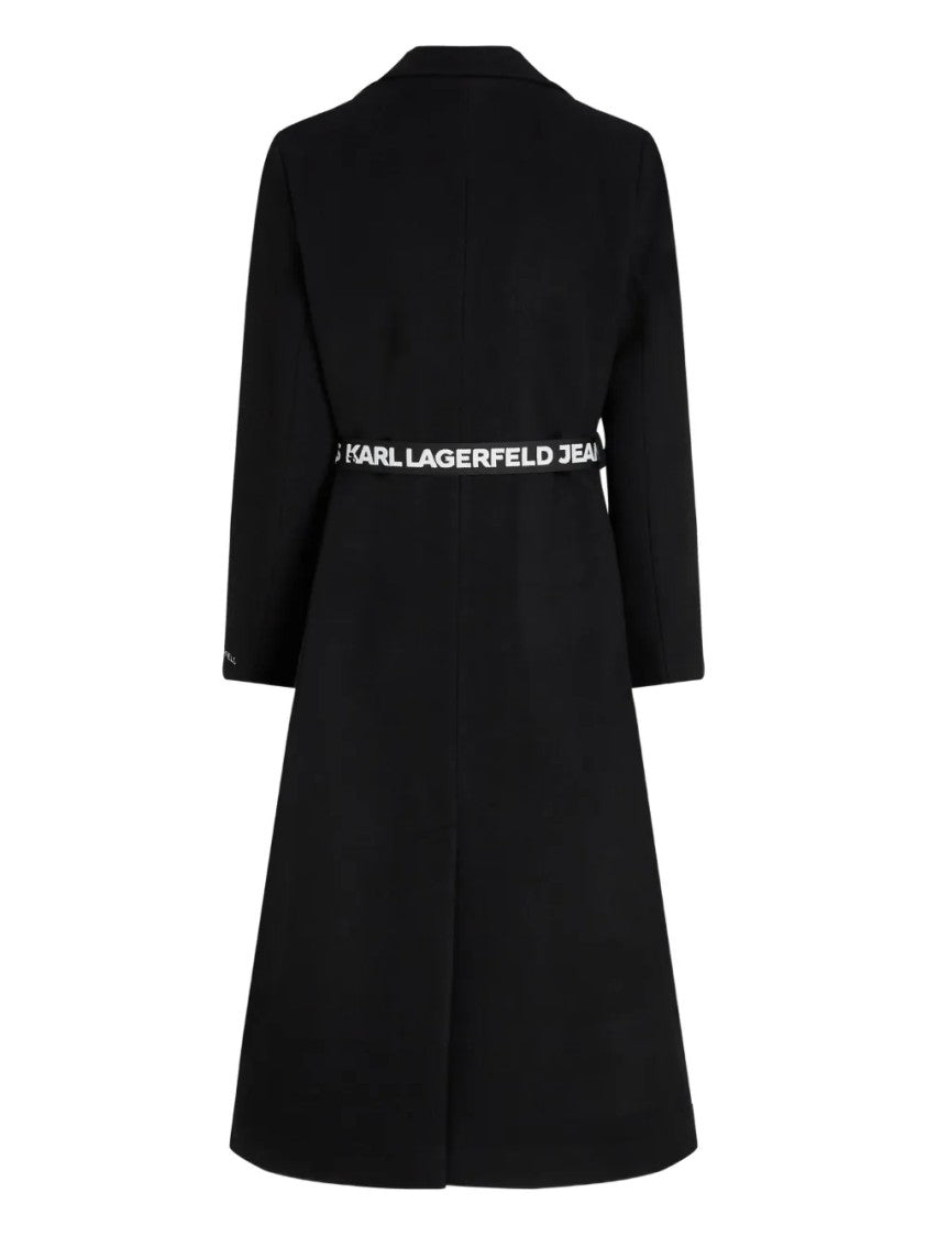 Karl Lagerfeld Mid-Length Tailored Coat With Minimalist Design