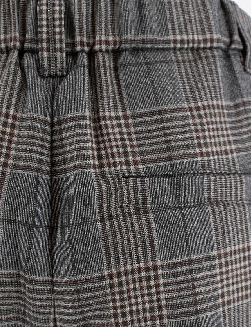 Brunello Cucinelli Baggy Trousers In Virgin Wool Prince Of Wales Check