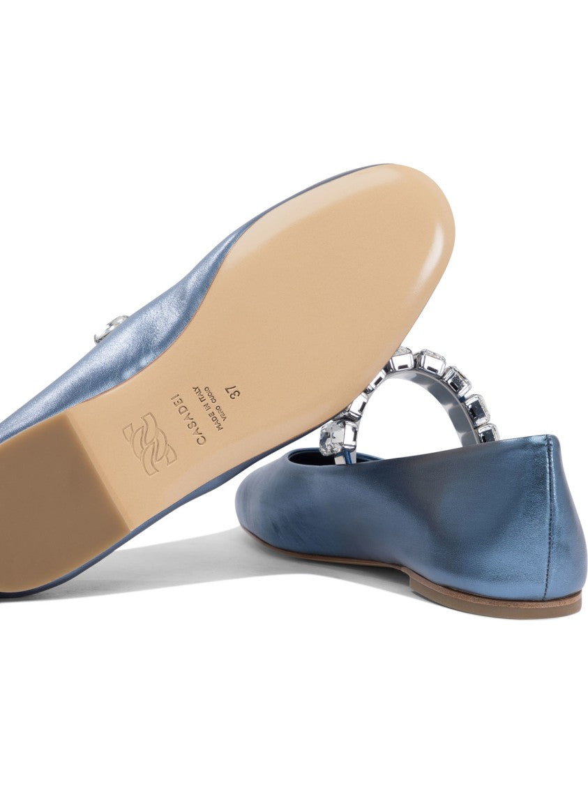 Casadei Light Blue Leather Ballerinas