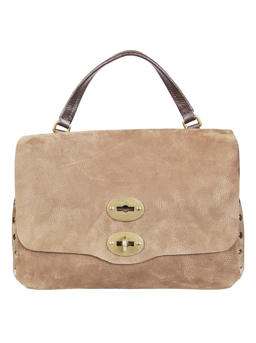 Zanellato Postina Jones Nabuk Small Gold Turn-Lock Handbag