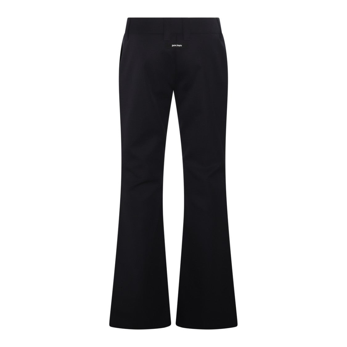 Palm Angels Navy Blue Wool Blend Flared Trousers With Low Waist Design