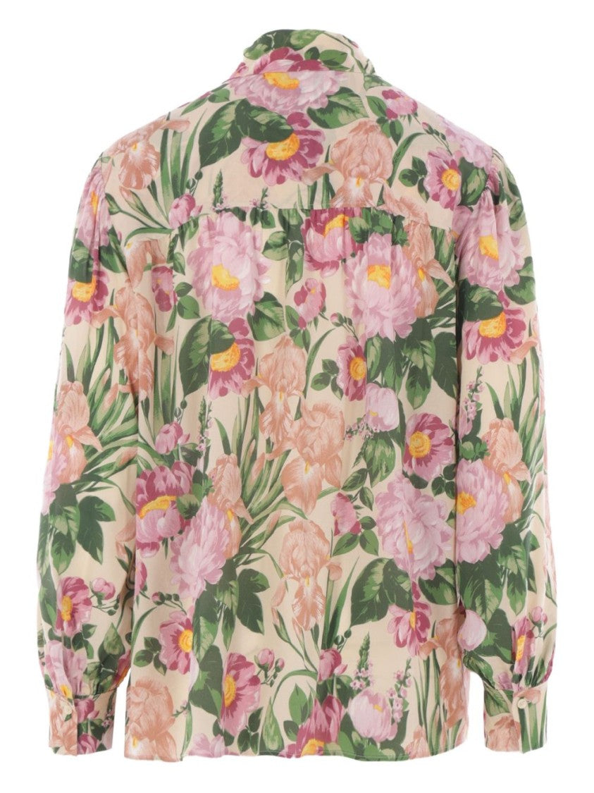 Chloé Maxi Gathered Lavallière Blouse In Crêpe De Chine