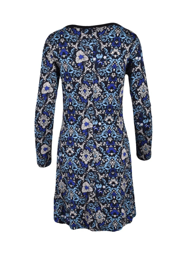 Lvl Level Vibes Level Blue V-Neck Viscose Dress