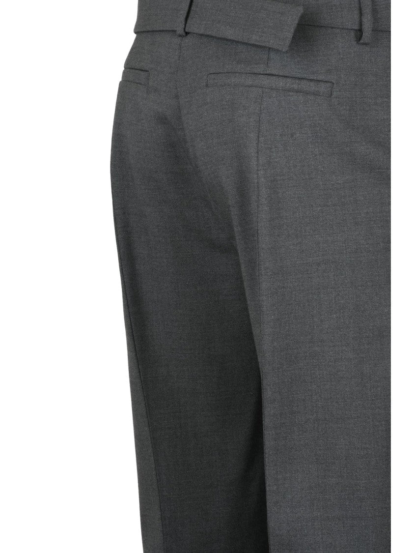 Sportmax Tailored Grey Virgin Wool Trousers With Elegant Straight Leg Design
